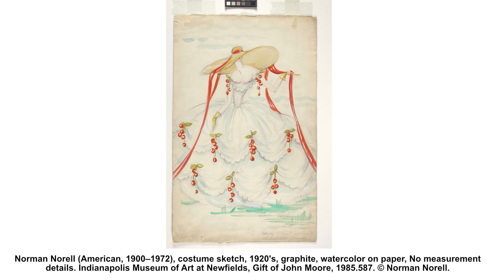 Norman Norell (American, 1900–1972), costume sketch, 1920's, graphite, watercolor on paper, No measurement details. Indianapolis Museum of Art at Newfields, Gift of John Moore, 1985.587. © Norman Norell.