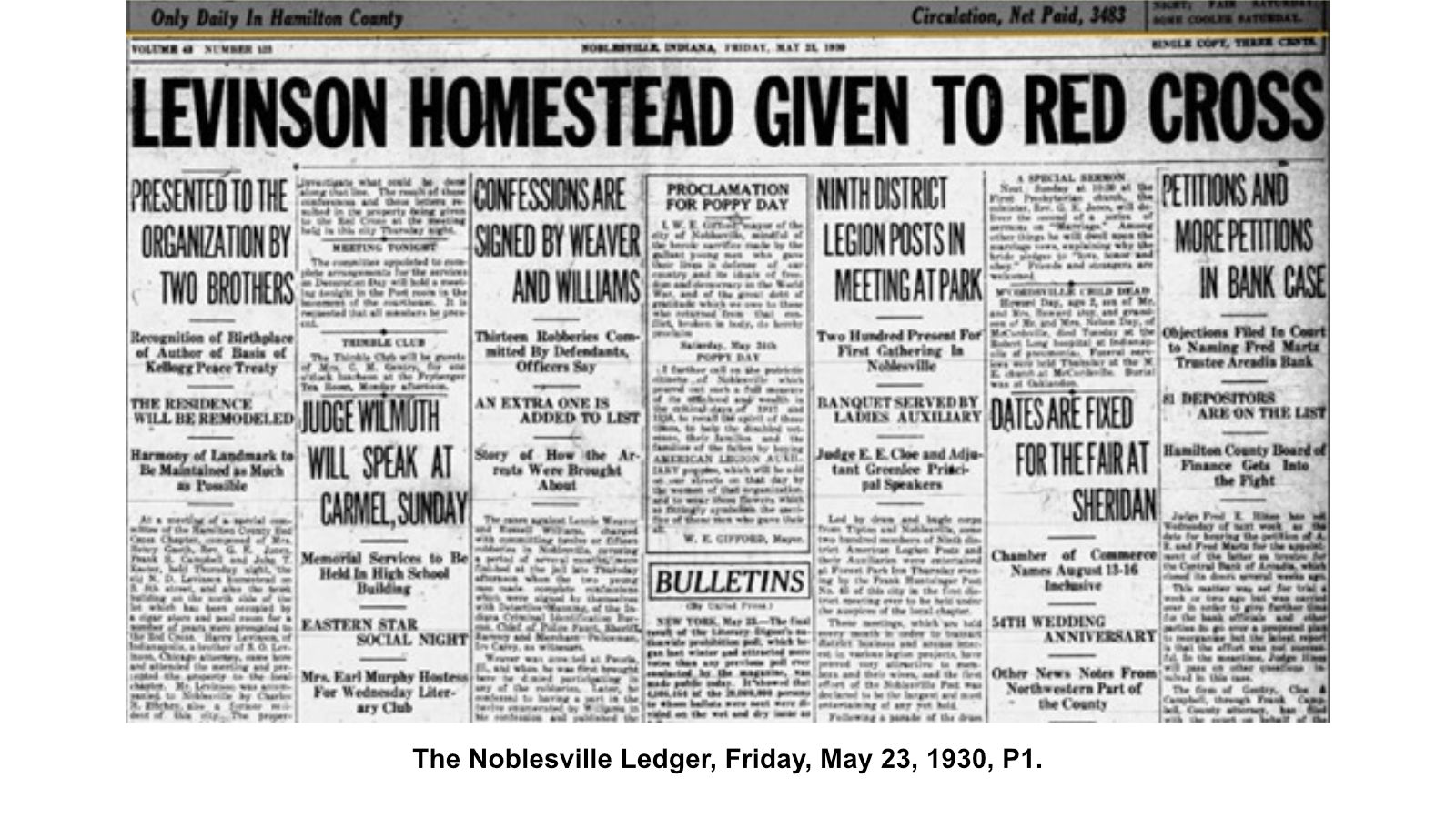 The Noblesville Ledger, Friday, May 23, 1930, P1.