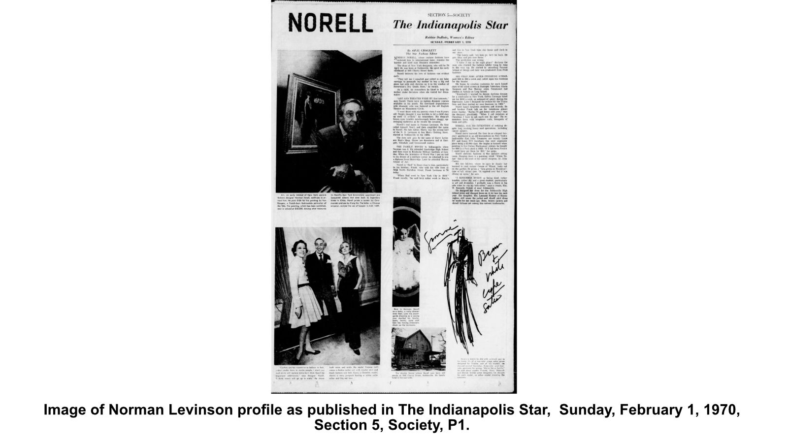 Image of Norman Levinson profile as published in The Indianapolis Star, Sunday, February 1, 1970, Section 5, Society, P1.
