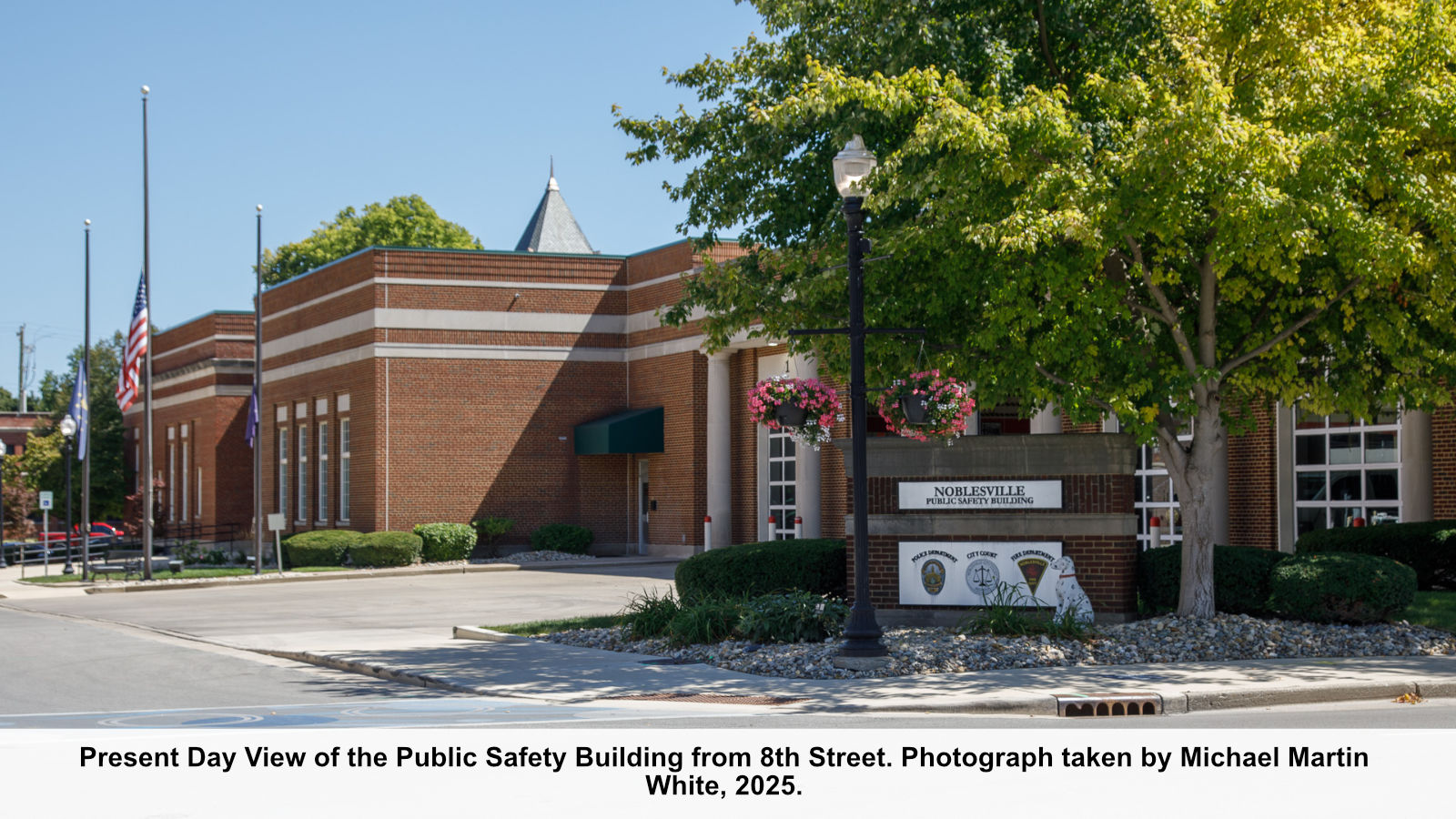 Present Day View of the Public Safety Building from 8th Street. Photograph taken by Michael Martin White, 2025.