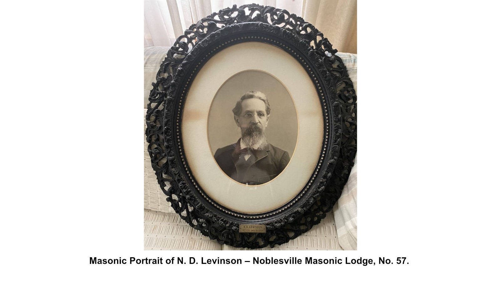 Masonic Portrait of N. D. Levinson – Noblesville Masonic Lodge, No. 57.