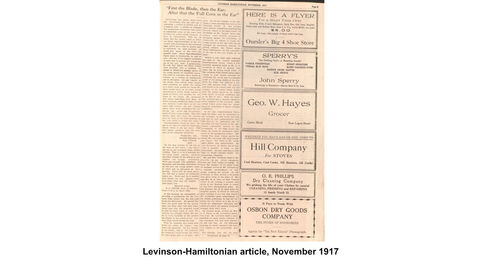 Levinson-Hamiltonian article, November 1917
